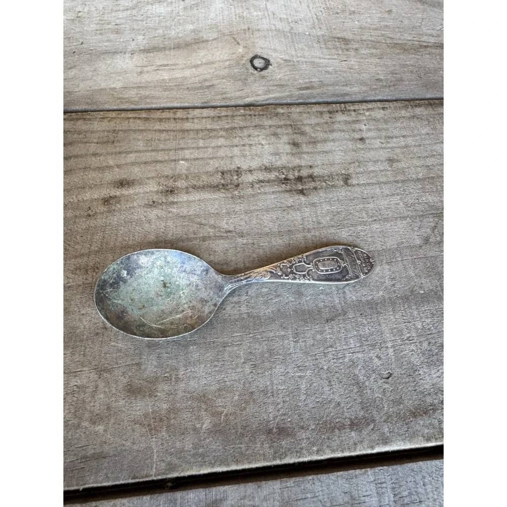 Vtg Silver-Plate WM Rogers‎ Birth Record Baby Spoon Stork Engraved Michael 1958